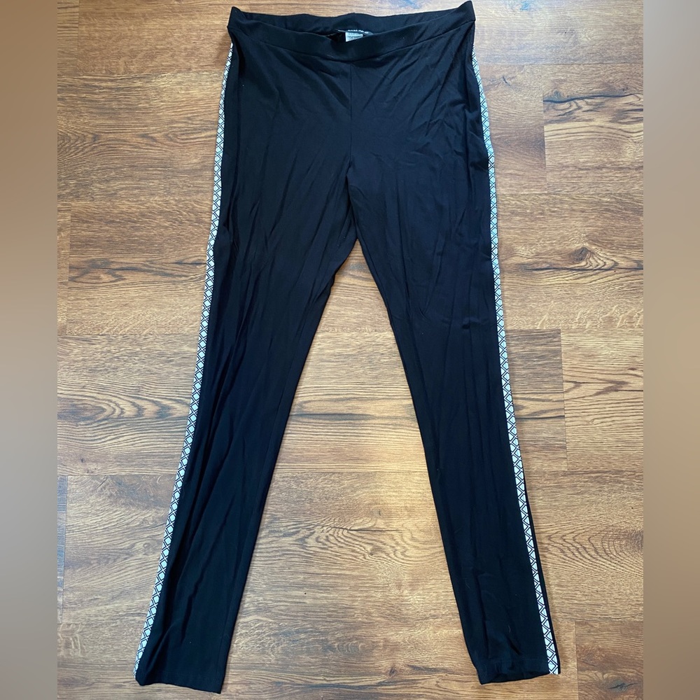 Michael Tyler Black and White Stretchy Work Leggings- Petite/Small